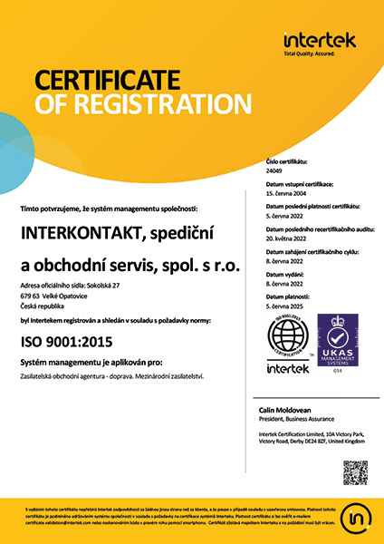 certifikát ISO